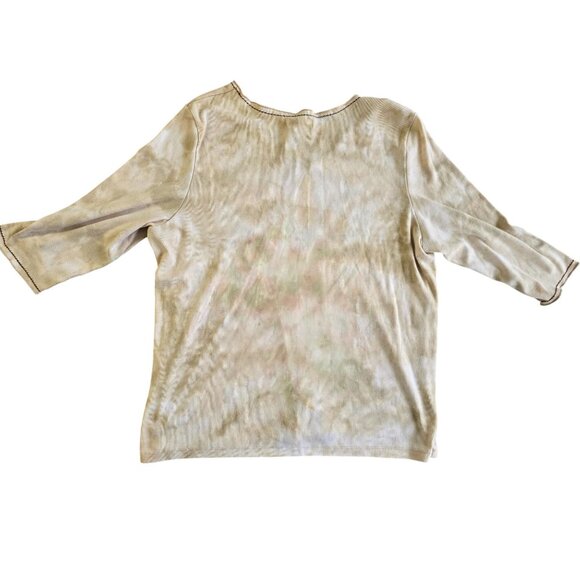 Avenue Womens 3/4 Sleeve Floral Embroidered Beige Top Size 18/20 Polyester Blend - Picture 2 of 5